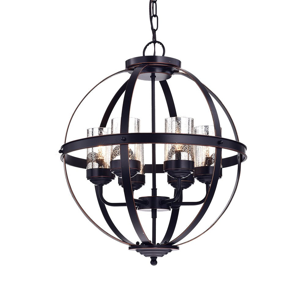 Warehouse Of Tiffany 19&quot; Round Pendant Light, Oil Rubbed Bronze, 9&quot;H X 22&quot;L X 22&quot;W, Brown