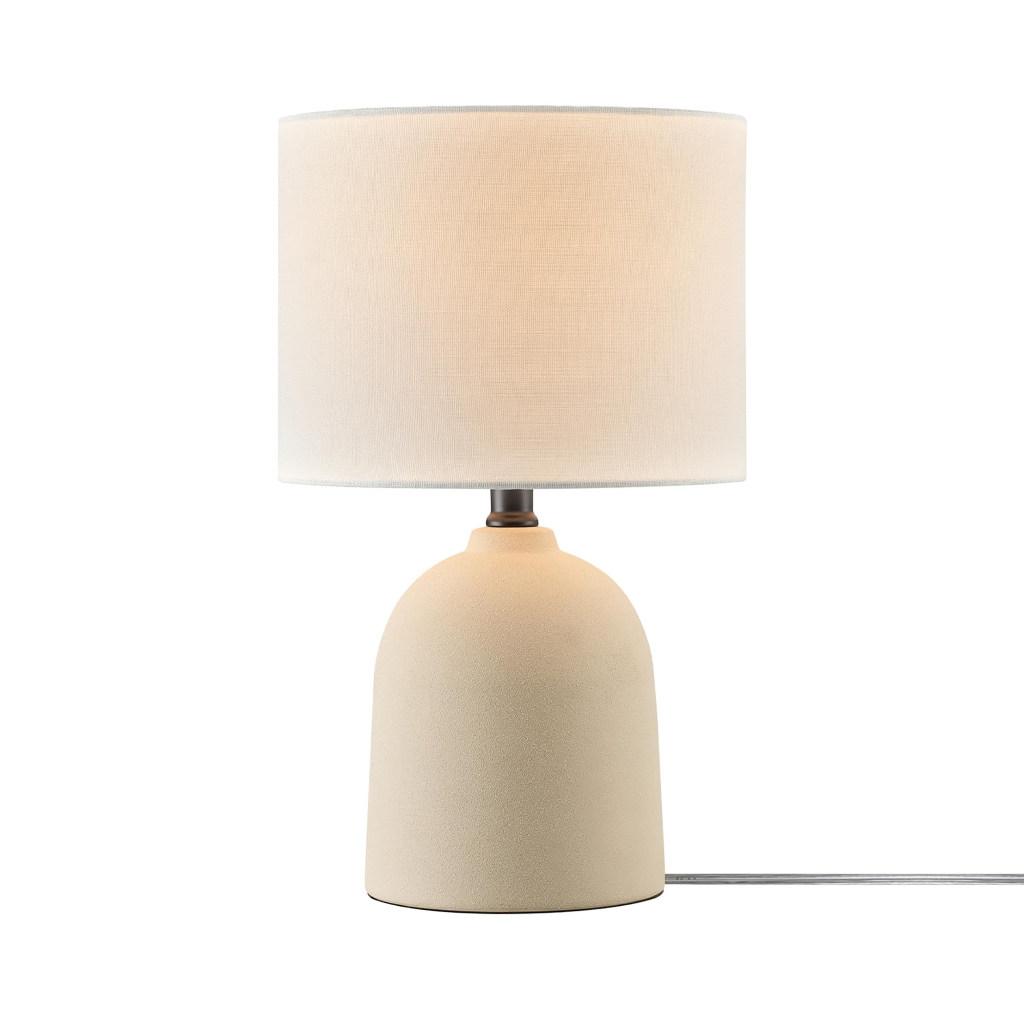 GLOBE Electric 61000142 15 Table Lamp, Ceramic, Light Concrete Finish, White Linen Shade, Rotary Switch on Socket, 5-Foot Clear 
