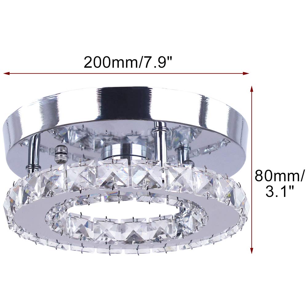diisunbihuo Modern Mini LED Chandelier - Stainless Steel Crystal Ceiling Lamp for Bedrooms & Dining Rooms, Round Warm White