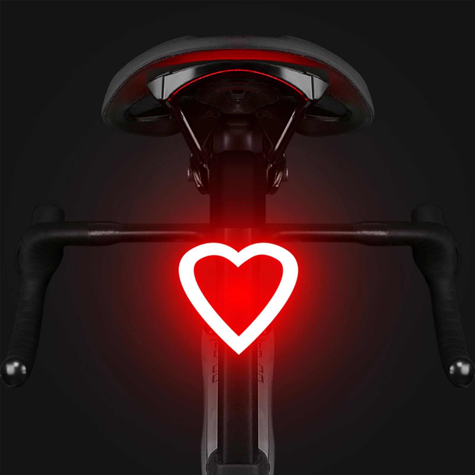 YUERWOVER Rechargeable Bike Tail Light LED Bicycle Rear Light Cycling Night Essential Bright Seat Back Safety Lamp Heart Shape 5