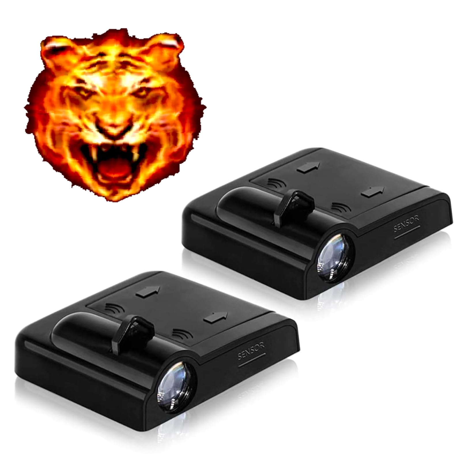 Lmzljz 2Pcs No Fade Car Door Lights Fire Tiger Car Door Lights Logo Projector Led Shadow Welcome Lamp Tiger Gifts Accessories Suitable For All Brands Vehicles Motorcycle