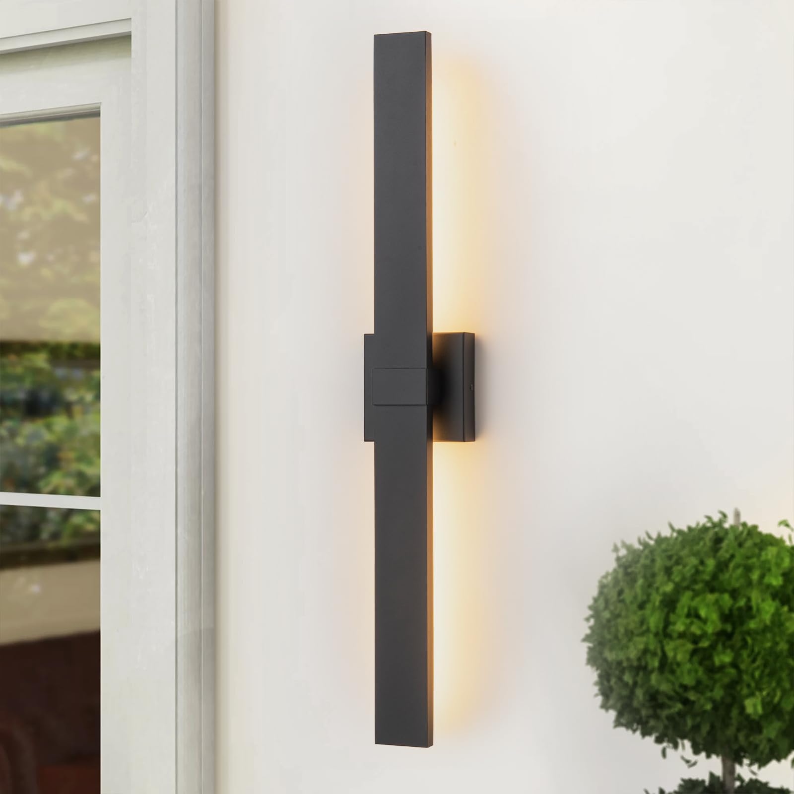 Zicbol Black Modern LED Outdoor Wall Sconce 31.5 Long Outdoor Wall Lights Exterior Lighting Fixtures for House Porch Patio Garage Front Door  Easily Install Anywhere
