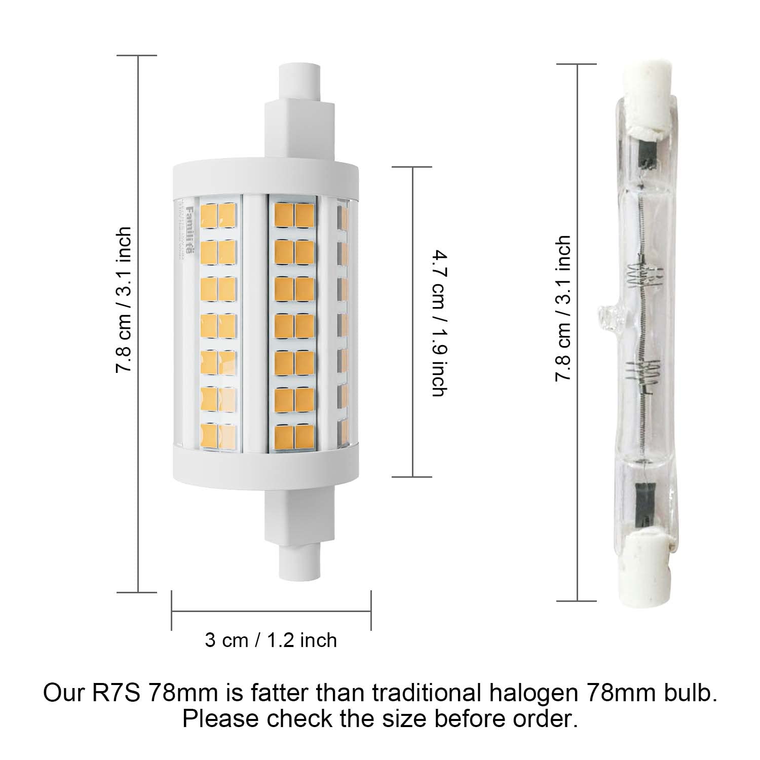Familite R7S Led Bulb 78Mm, 15W Dimmable J78 Flood Light, 150W Halogen T3 Replacement For Torchiere Wall Sconce Work Banker, Nat