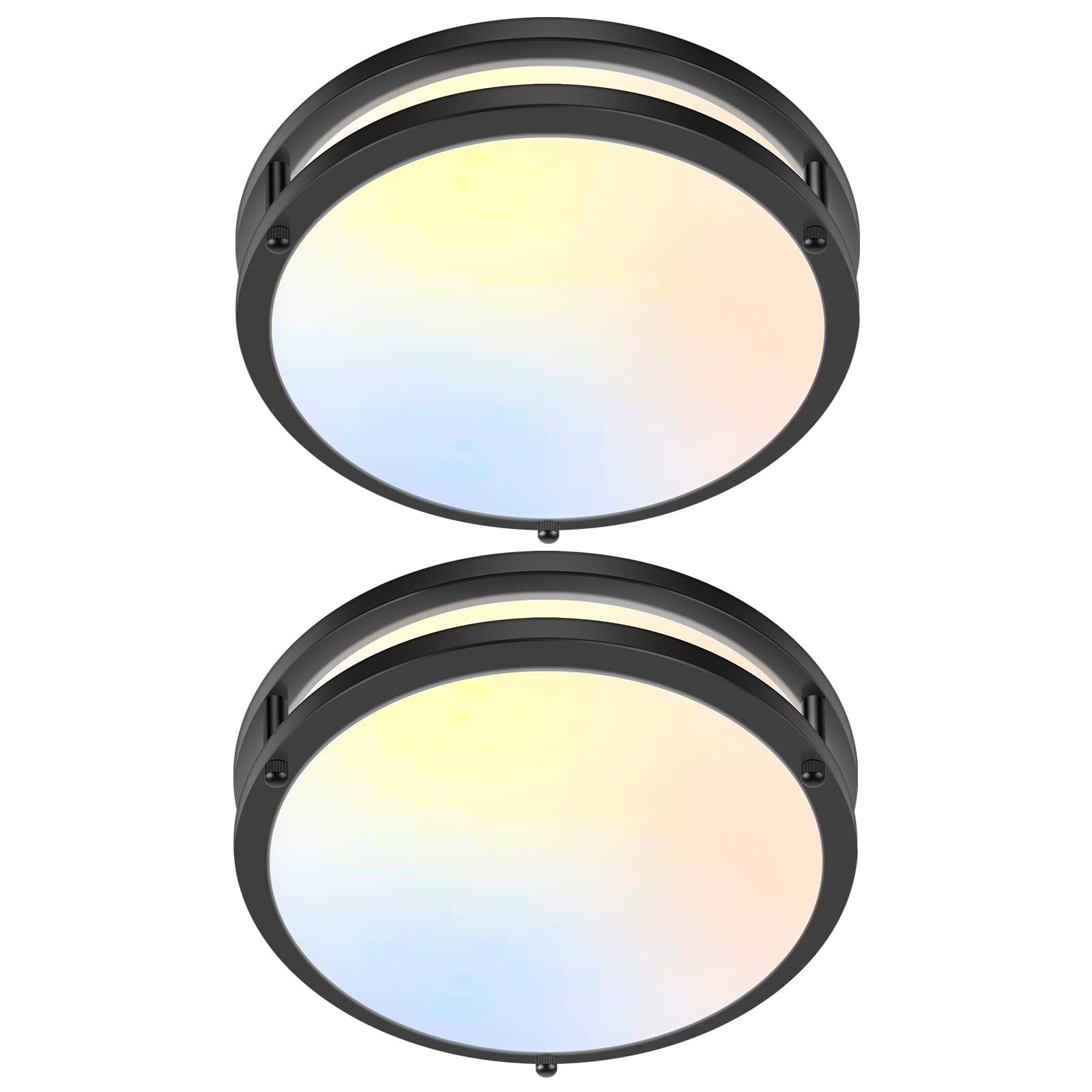 GoBright 2-Pack 10 Inch Bathroom Light Fixtures Ceiling Mount  30W 3200lm Super Bright LED 2700K/3000K/4000K/5000K/6500K Adjustable Dimmable Kitchen Hall Ceiling Lamps  Black