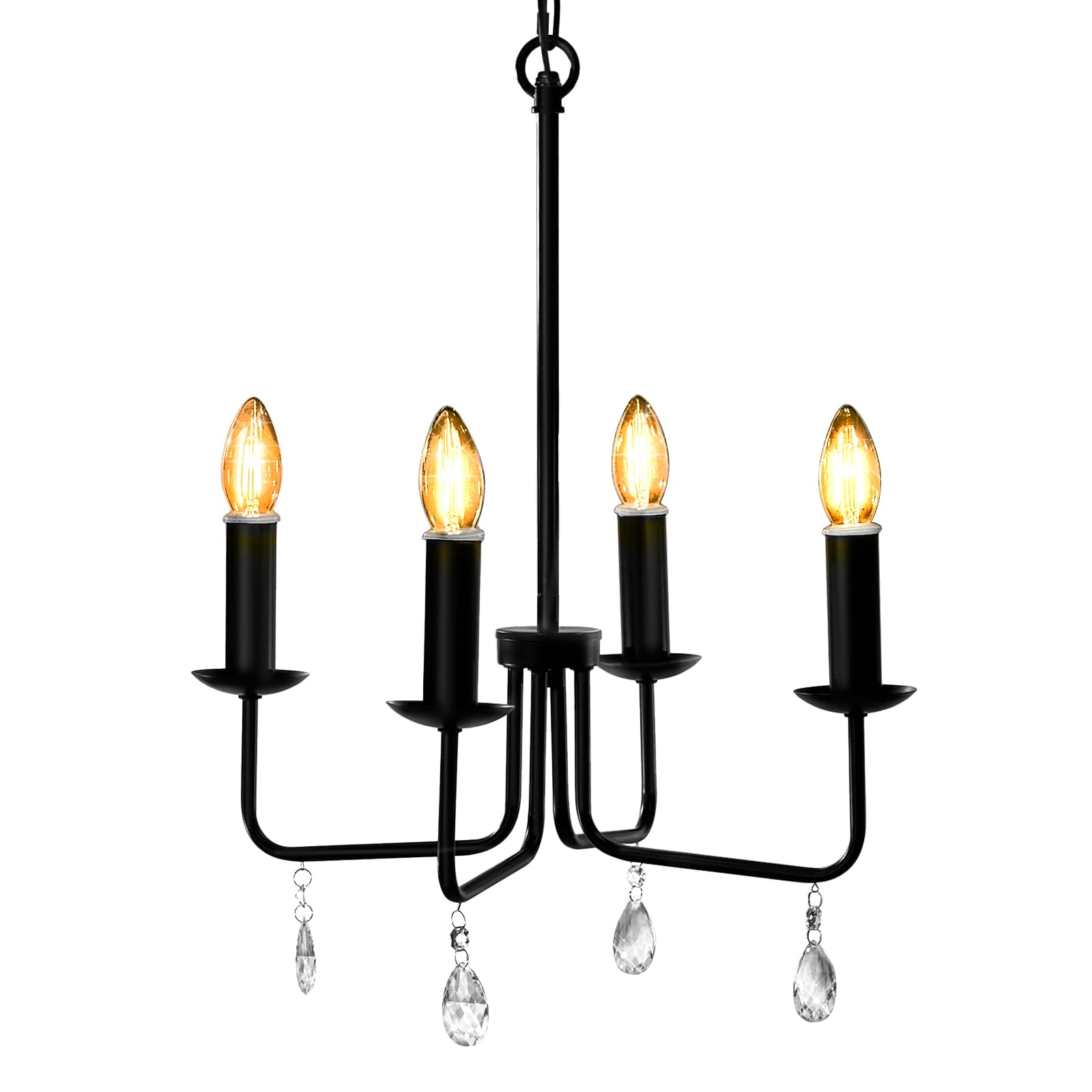 Brink House Farmhouse Outdoor 4 Light Plug-In Chandelier H19   Xw17   , Straight Black Arms, And Low Voltage Ip65 Water Resistan