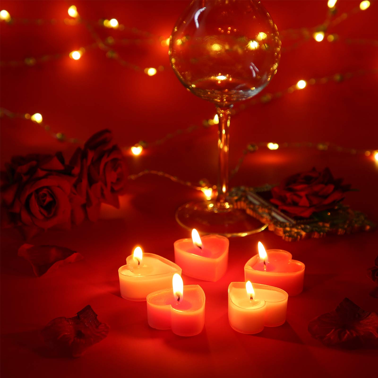 Nuanchu 18 Pieces Valentines Day Heart Shape Candles Tealights Candle Love Tea Light Candles for Wedding Table Centerpiece Dinn