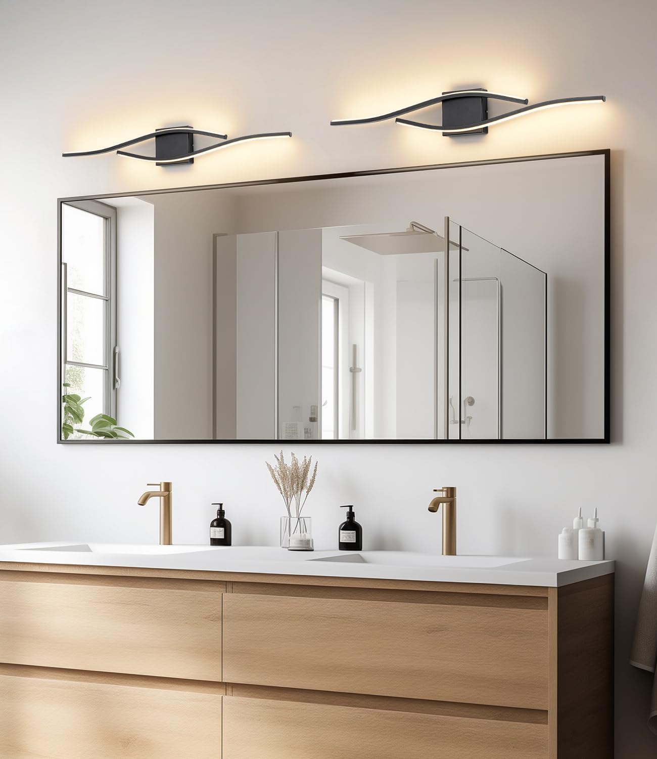 Joossnwell Bathroom Vanity Light Bar 31.5 Inch Black Dimmable Aluminum Wall Lamp Model 3217