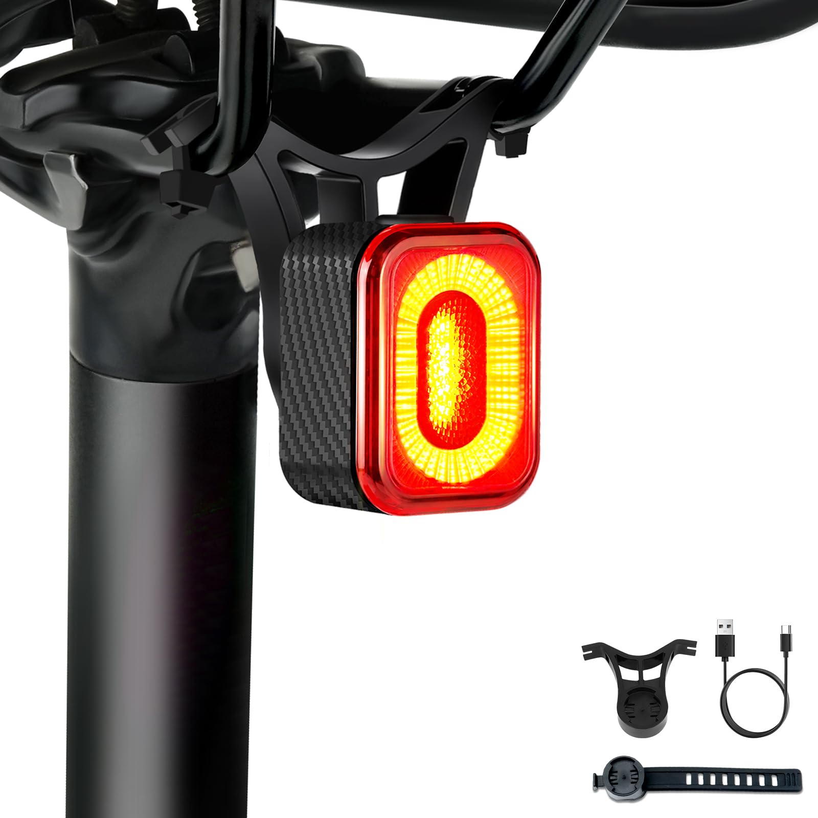 NineLeaf Bike Back Light Rechargeable,Bicycle Tail Light, Brake Sensing Rear Lights,Auto On/Off,IP66 Waterproof,USB Rechargeable