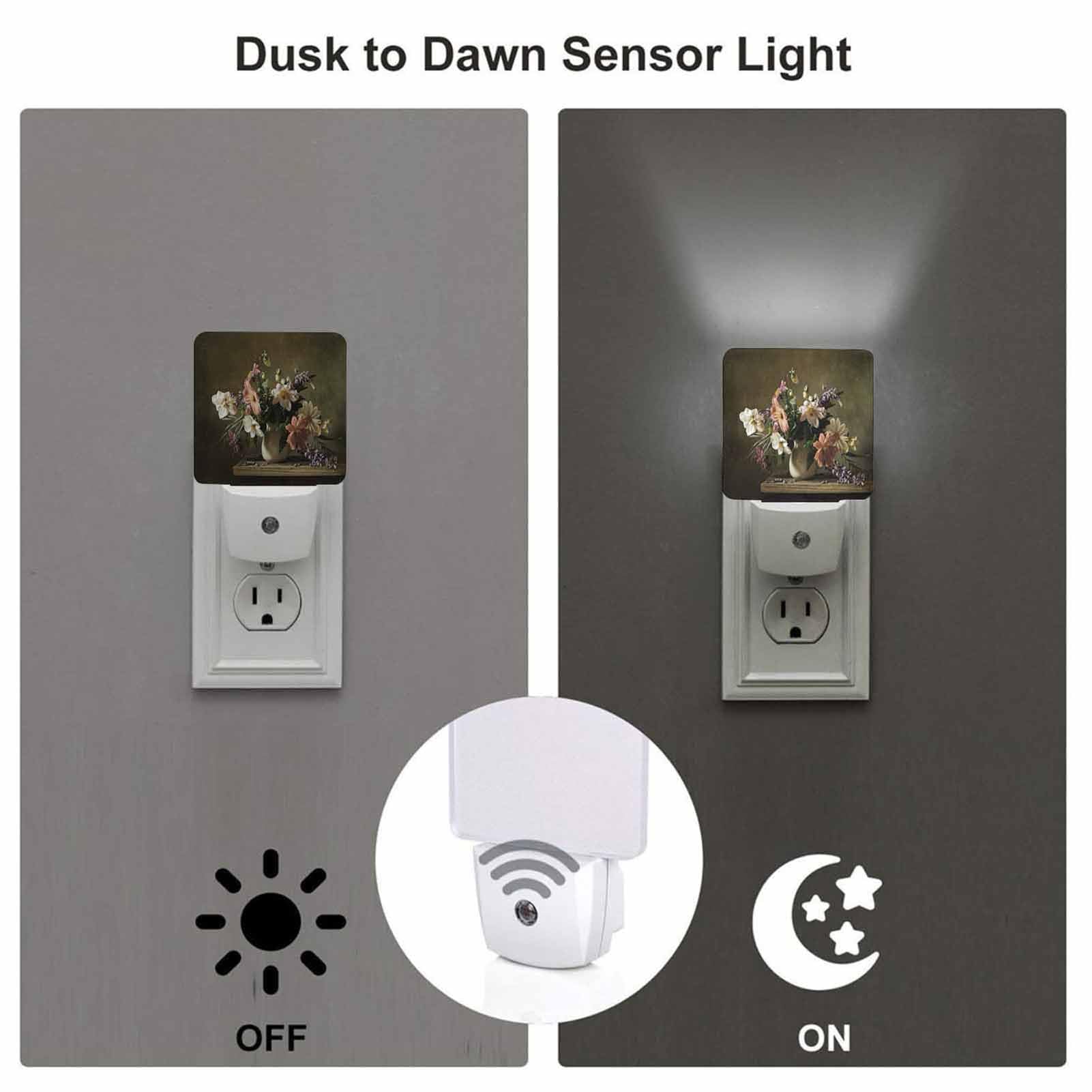 Chrobak LED Night Light with Dusk to Dawn Sensor, Beautiful Bunch of Flowers, Model WML-Night-Light-231023-101