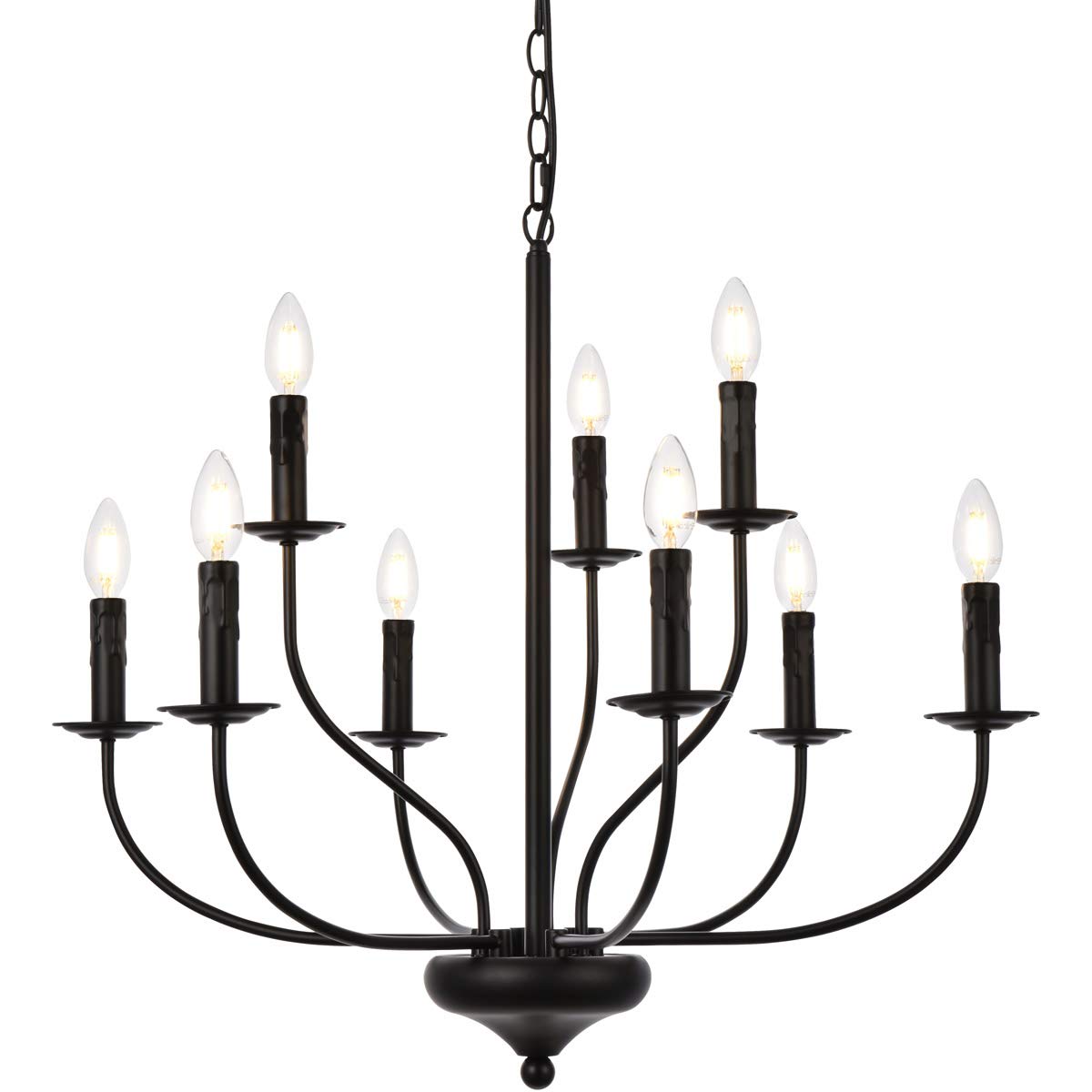 Living District Westley 9-Light Mid-Century Metal Pendant in Black