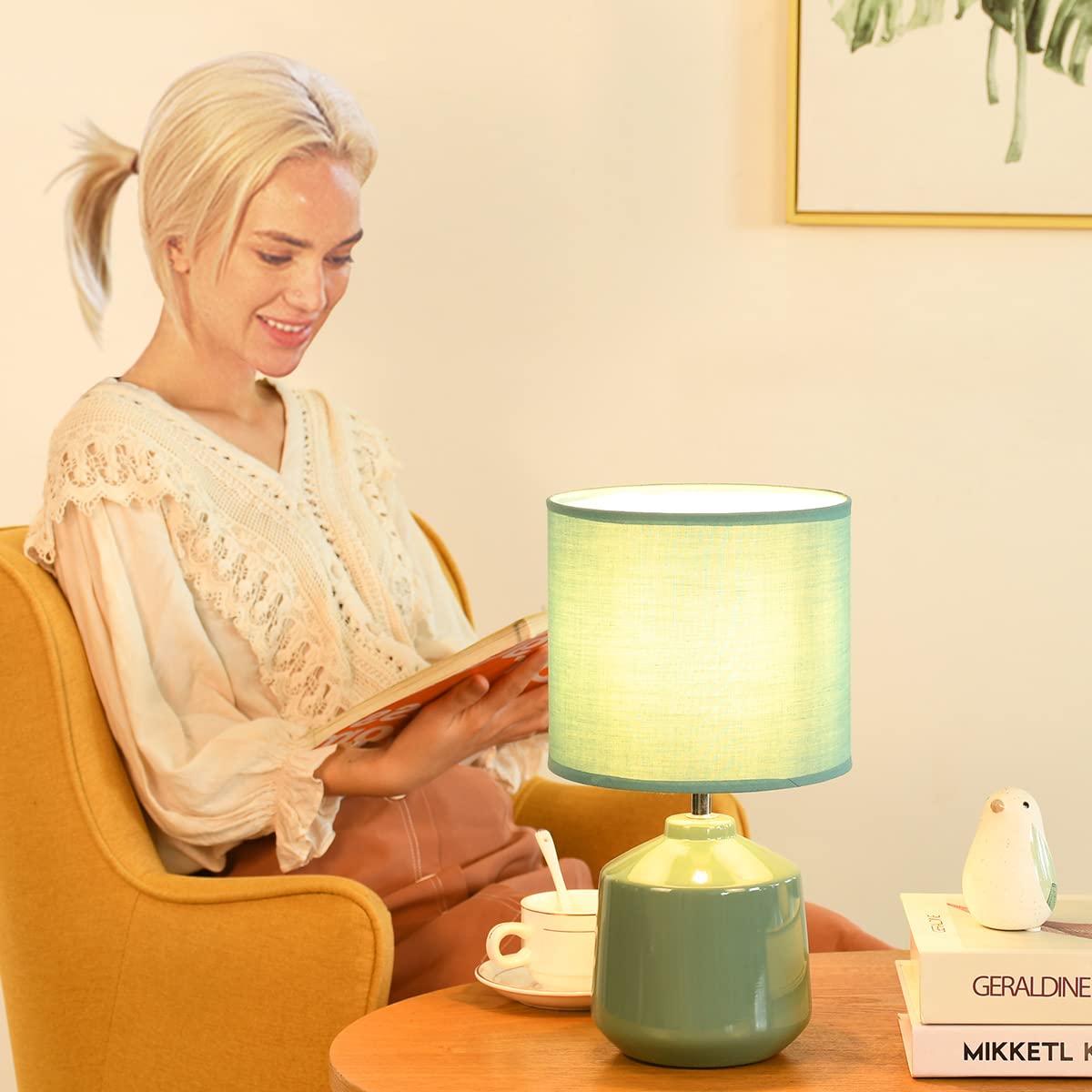 Lampwell Lena Small Table Lamp For Living Room As Bedside Table Lamp For Bedroom,Modern Ceramic Table Lamp,Kids Table Lamp,Night