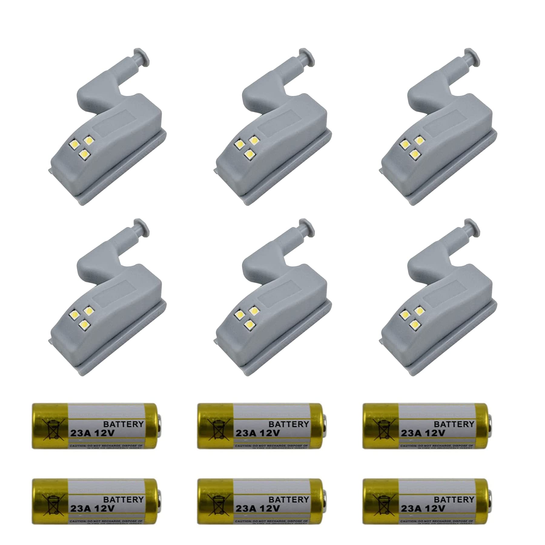 Peixiong 6 Pack Hinge LED Sensor Light - Smart Touch Induction Cabinet Light for Kitchen Cabinet Cupboard Closet Night Lights, L