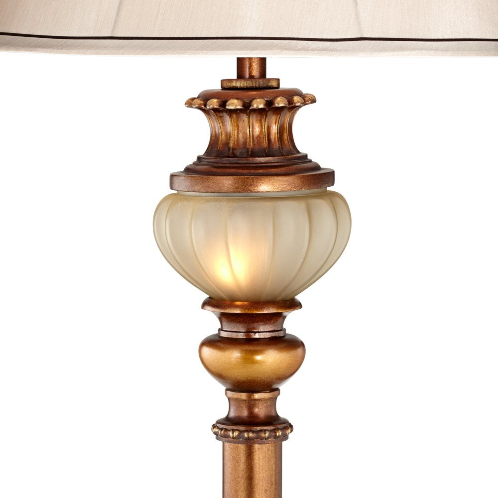 kathy ireland Rustic Vintage Floor Lamp 65" Tall Bronze Gold Metal with Frosted Glass Shade for Living Room and Bedroom V2759