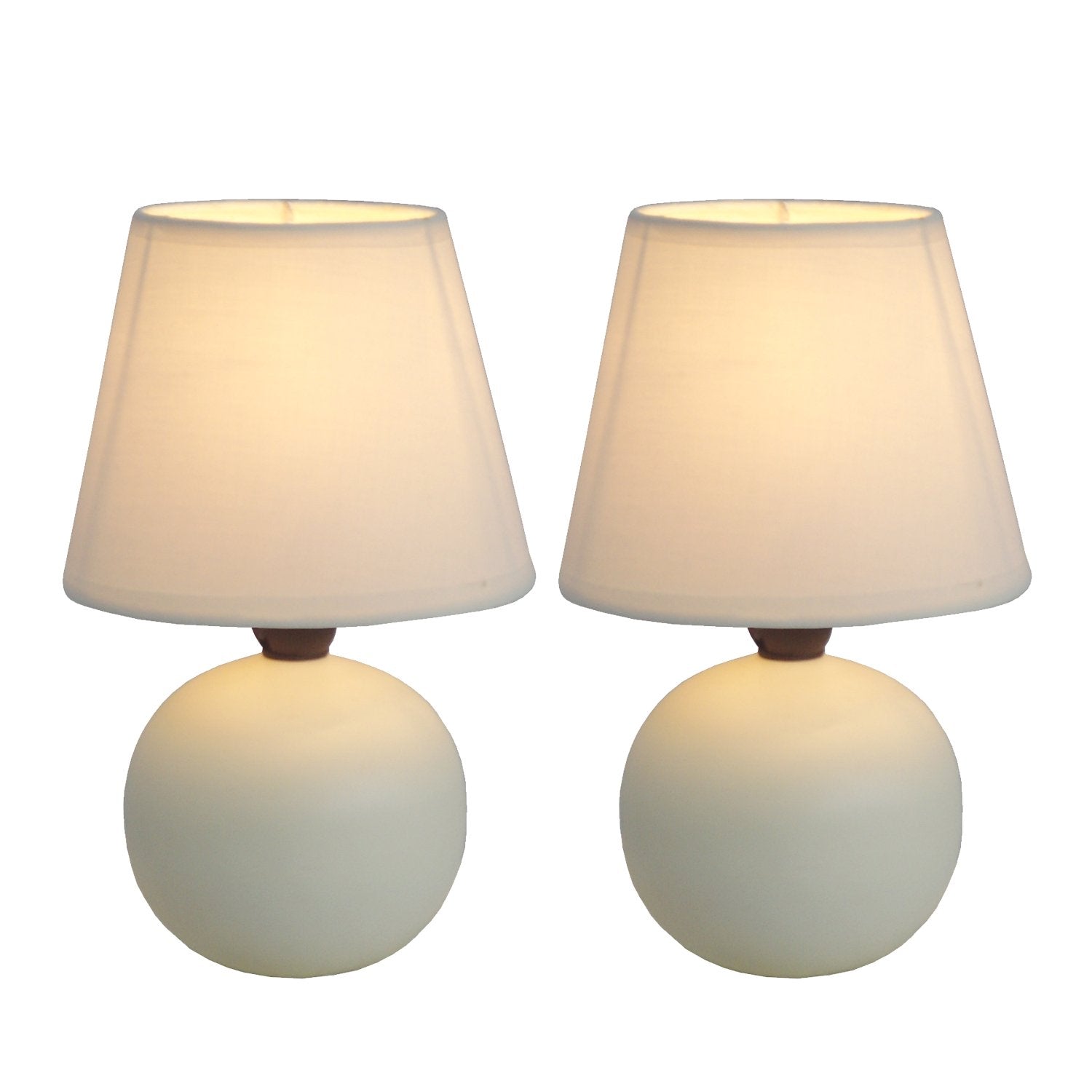 Simple Designs Lt2008-Off-2Pk Mini Ceramic Globe Table Lamp 2 Pack Set, Off-White