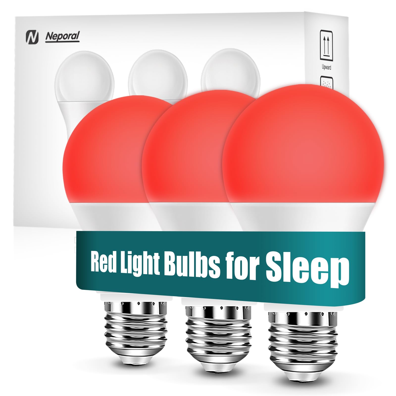 Neporal Red Light Bulbs For Sleep 9W, 100% Blue Light Blocking Red Night Light, 625Nm Red Light Bulb For Melatonin Promoting, A1