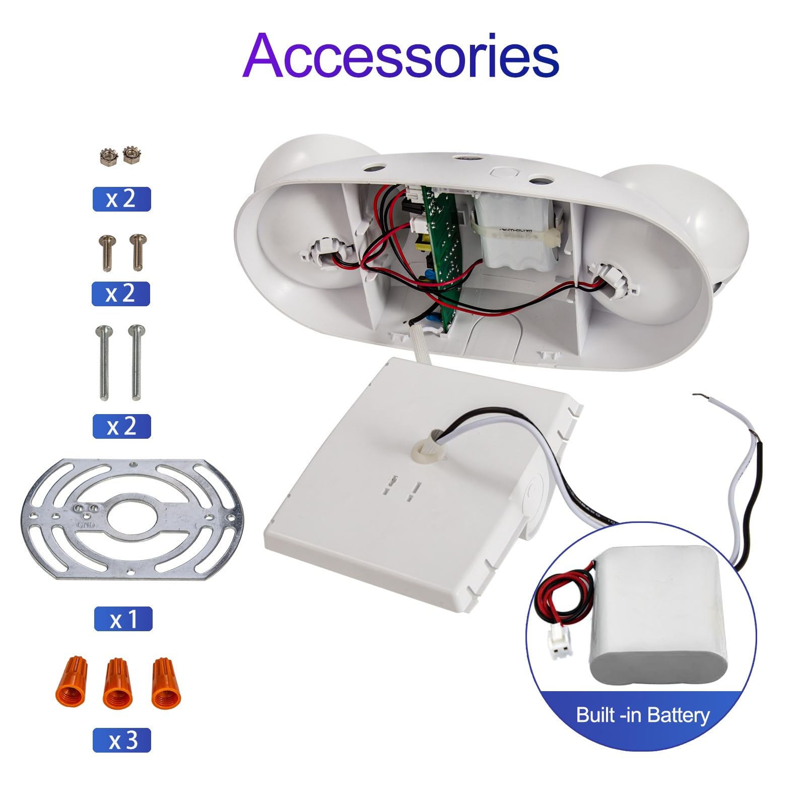 GZRUIYANG Emergency Lights - LED Commercial Light Fixtures, Hardwired, UL Listed, 6 Pack, White, Model RY-EM02-WH-6