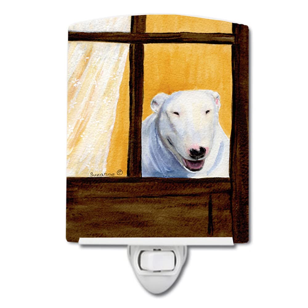 Caroline'S Treasures Ss8542Cnl Bull Terrier Ceramic Night Light Compact, Ul-Certified, Ideal For Bedroom, Bathroom, Nursery, Hallway, Kitchen, 6X4X3, Multicolor