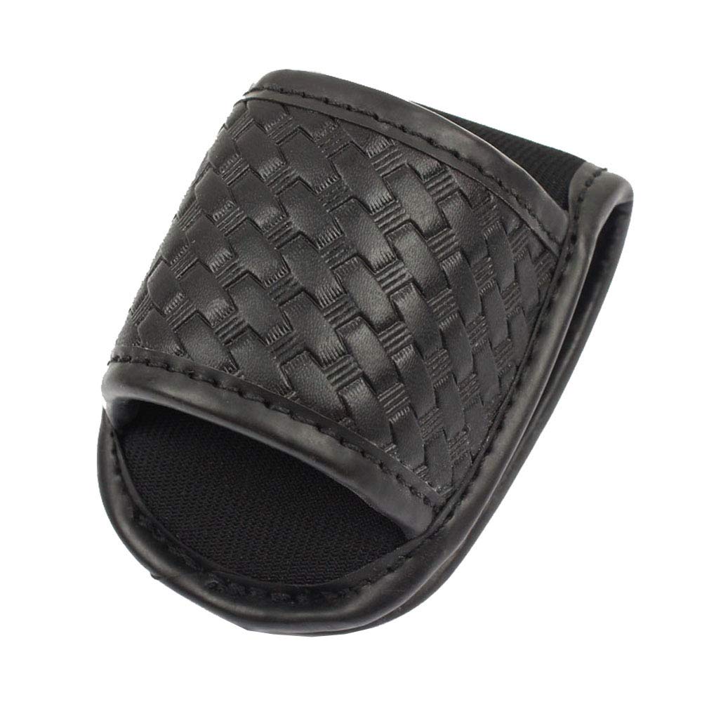 ROCOTACTICAL D Cell Compact Light Holder, Basketweave Black Leather, One Size, Model 4347323785, Open Top Flashlight Pouch Holster