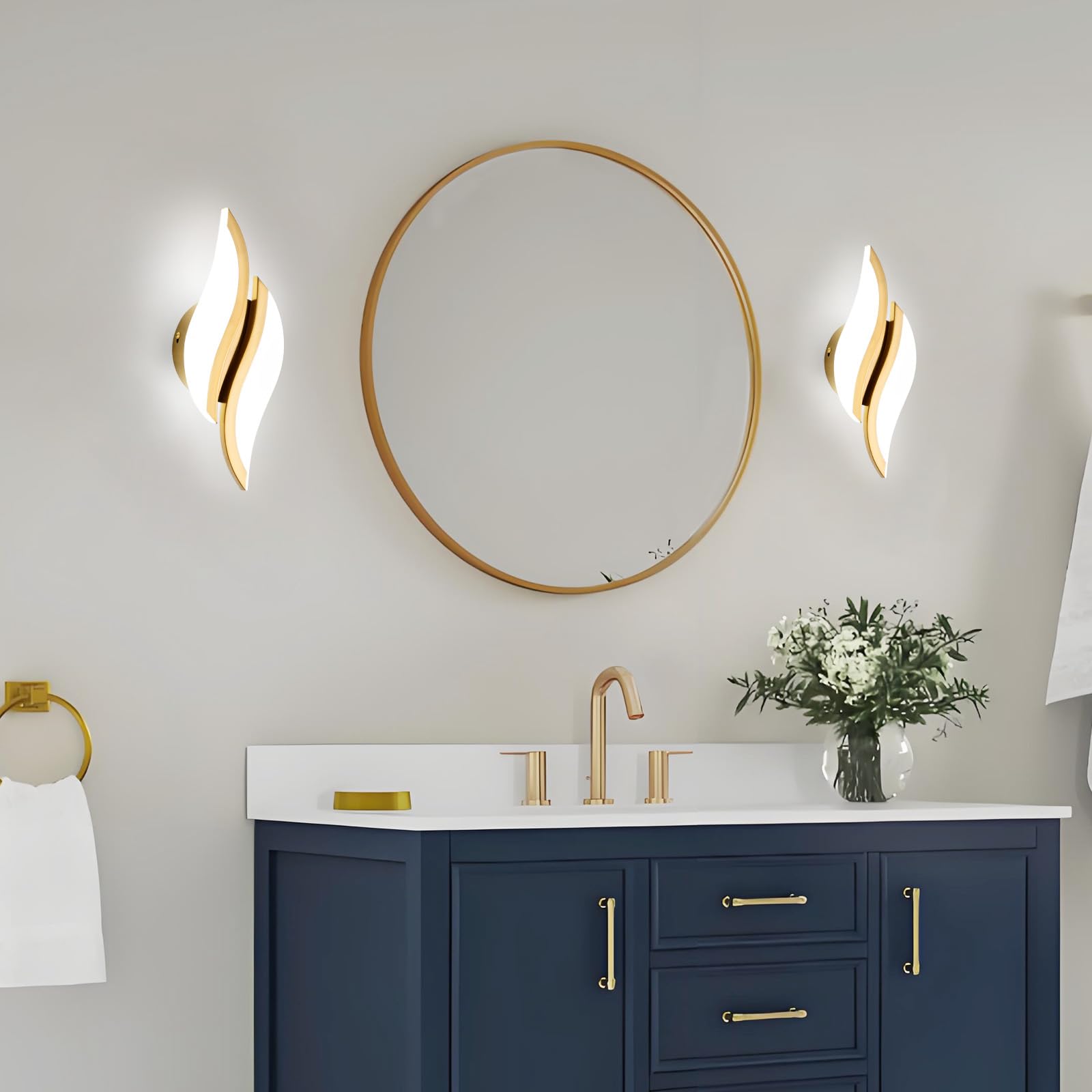 CANEOE Modern LED Wall Sconce, 6000K Cold White, Acrylic Light Fixture, Gold, 1 Pack, Model WL-YZ-C for Living Room, Bedroom, Bathroom