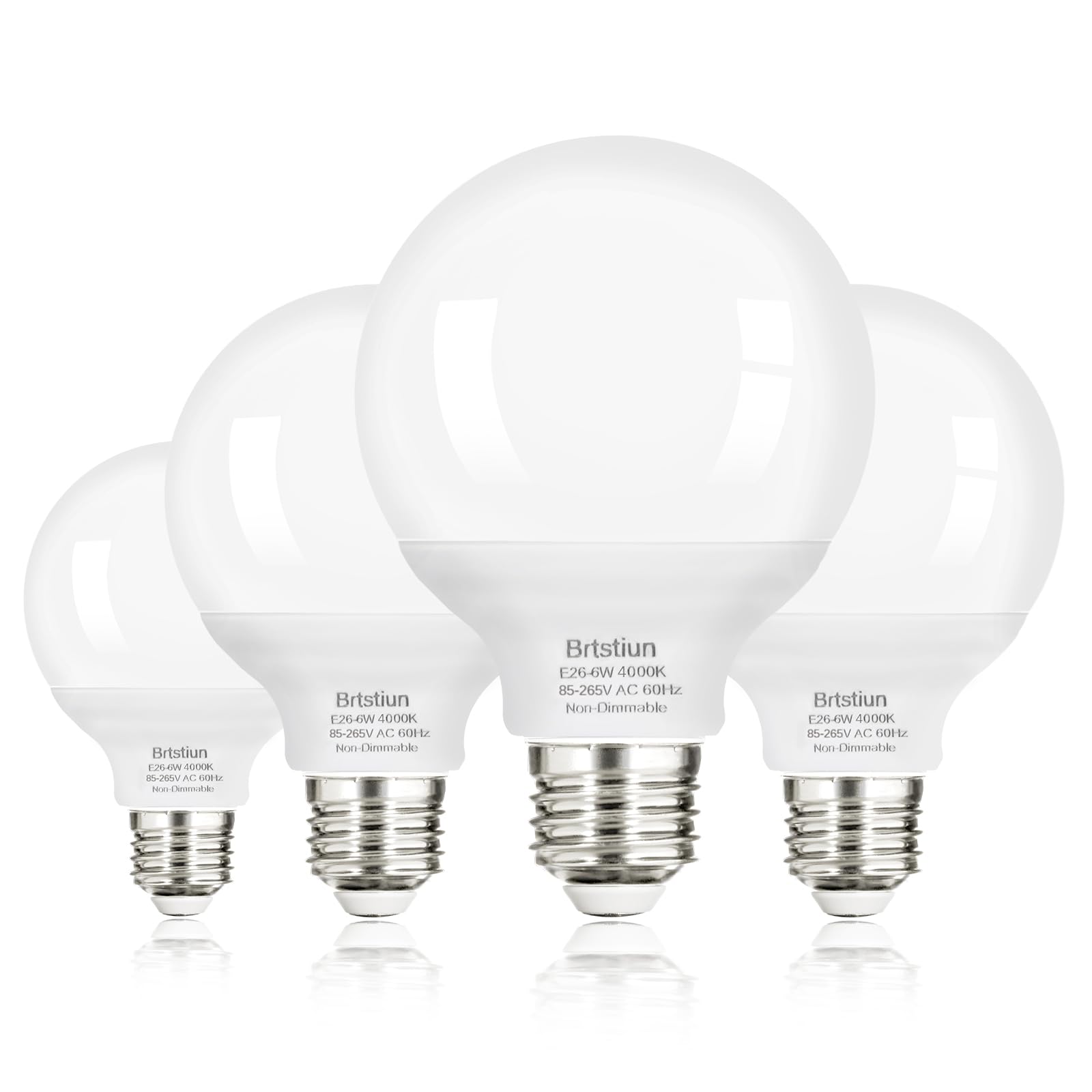 Brtstiun G25 Led Light Bulbs, Round Vanity Light Bulbs For Bathroom, 40W Equivalent, Cool White 4000K, E26 Base Globe Light Bulb