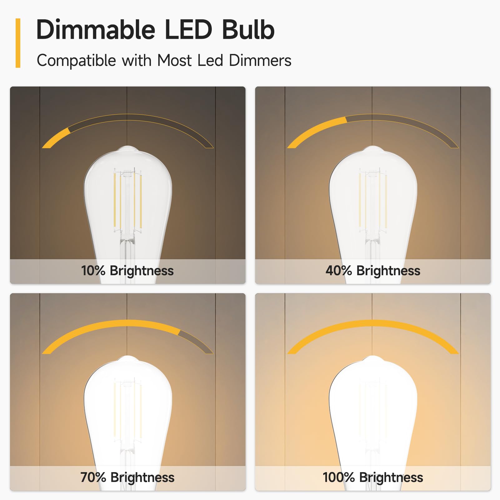 Shinestar 8-Pack Dimmable Vintage Led Edison Bulbs, 5.5W, 60W Equivalent, E26 Medium Base, St58 Antique Led Filament Bulbs, 80+