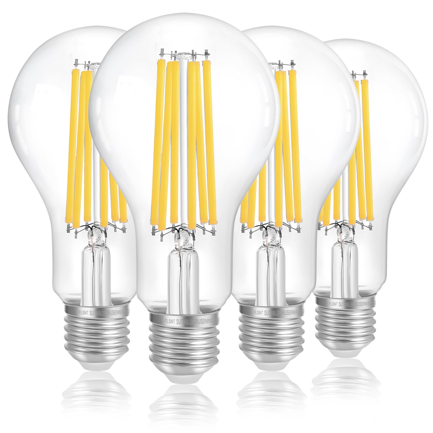 Flsnt 150W Equivalent Dimmable A23 Led Light Bulbs, 2650Lumens, Efficient 18W, 3000K Warm White, E26 Base, 4 Pack