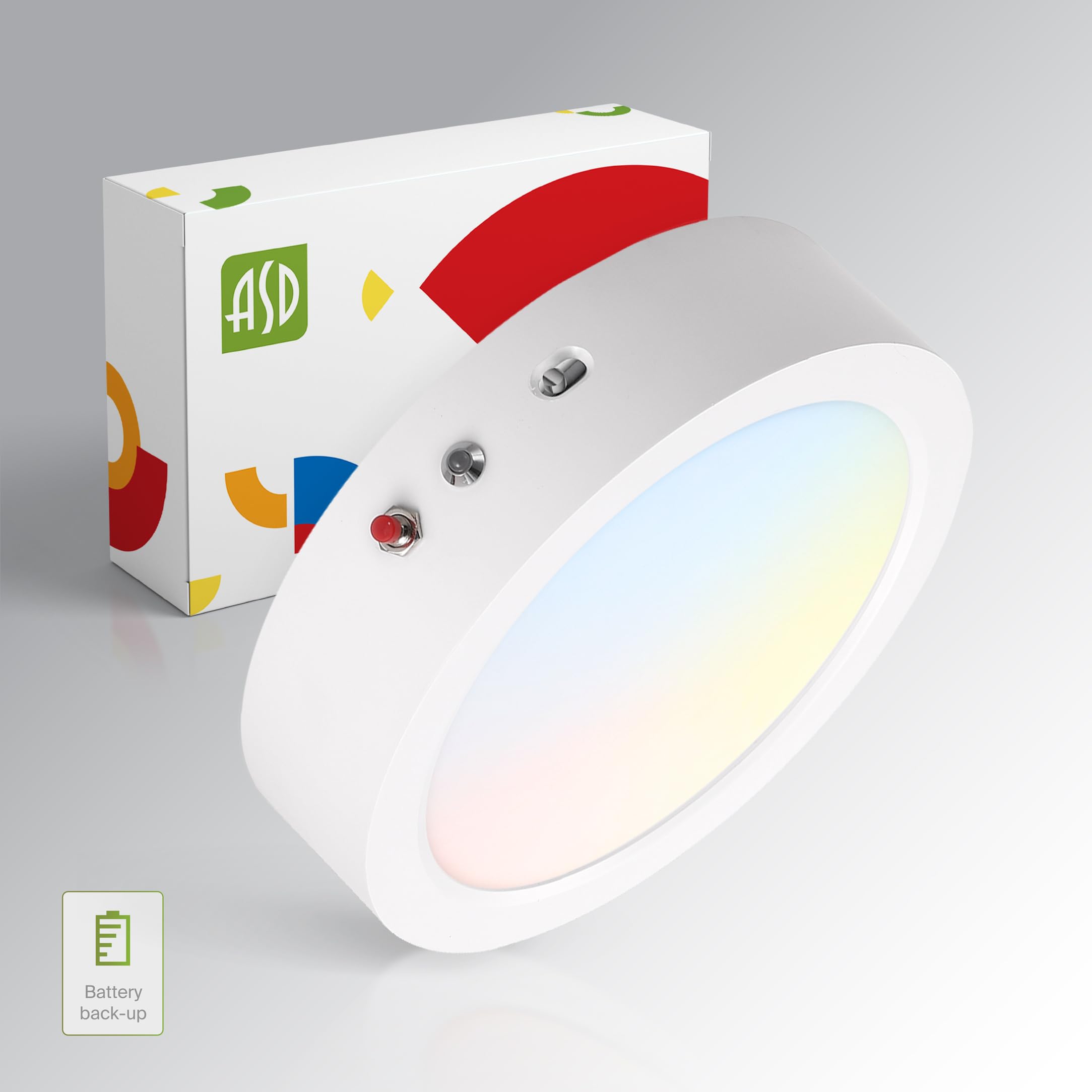 ASD LED 7 Inch Round Flush Mount Ceiling Light Fixture | 15W 1200LM 2700-6000K 120V | 3CCT, Dimmable, Battery Backup, Ultra Slim