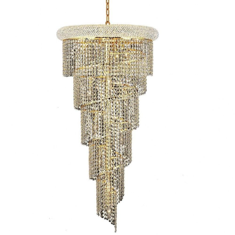 Elegant Lighting Value Spiral 18 Light Gold Chandelier Clear Royal Cut Crystal - Finish:Gold - Finish:Gold - Finish:Gold - Finish:Gold Gold