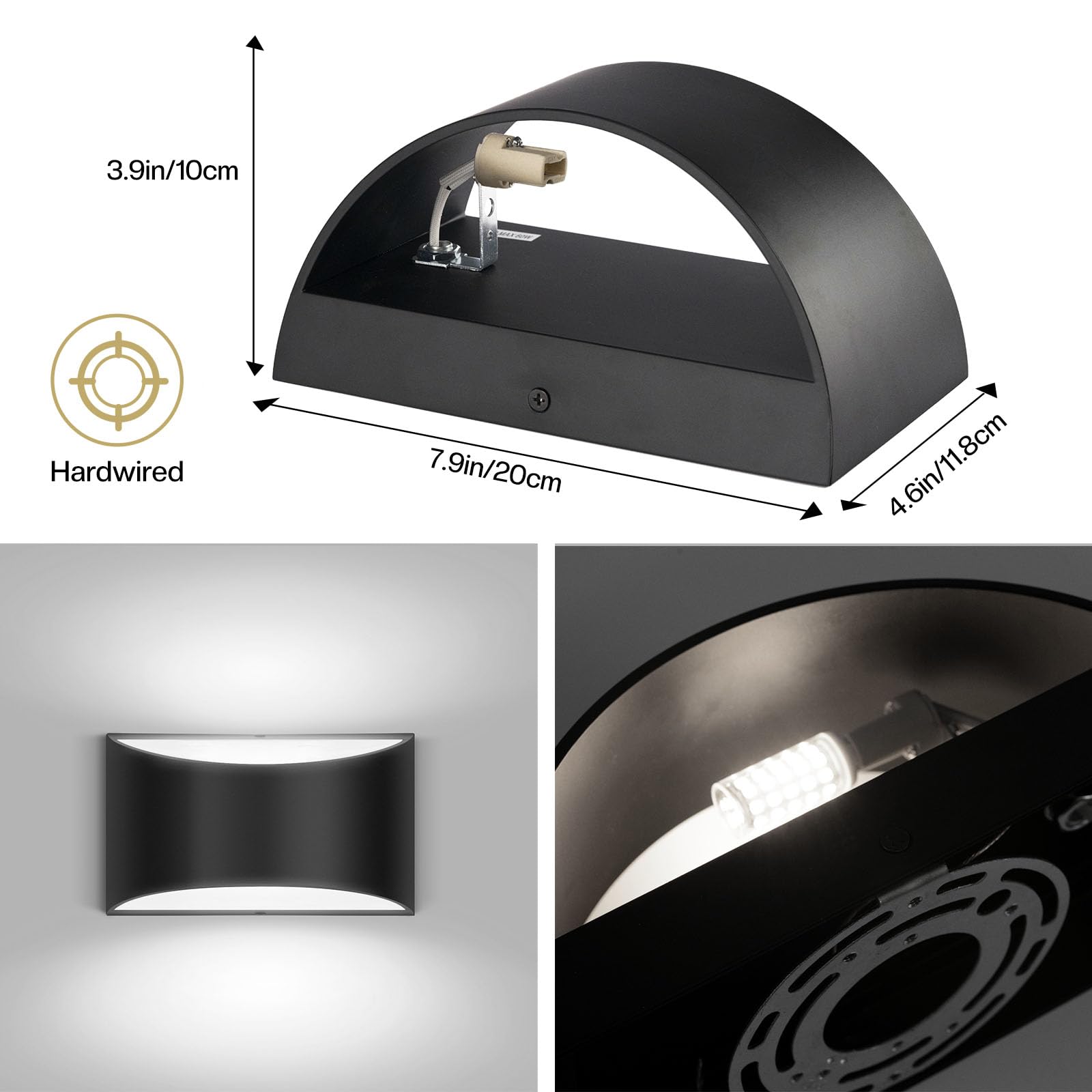 Aiilsmp 8 Pack Black Led Wall Sconce Indoor Cool White 6000K Led Wall Lights Hardwired Up And Down Wall Light Fixture (With G9 Bulbs)