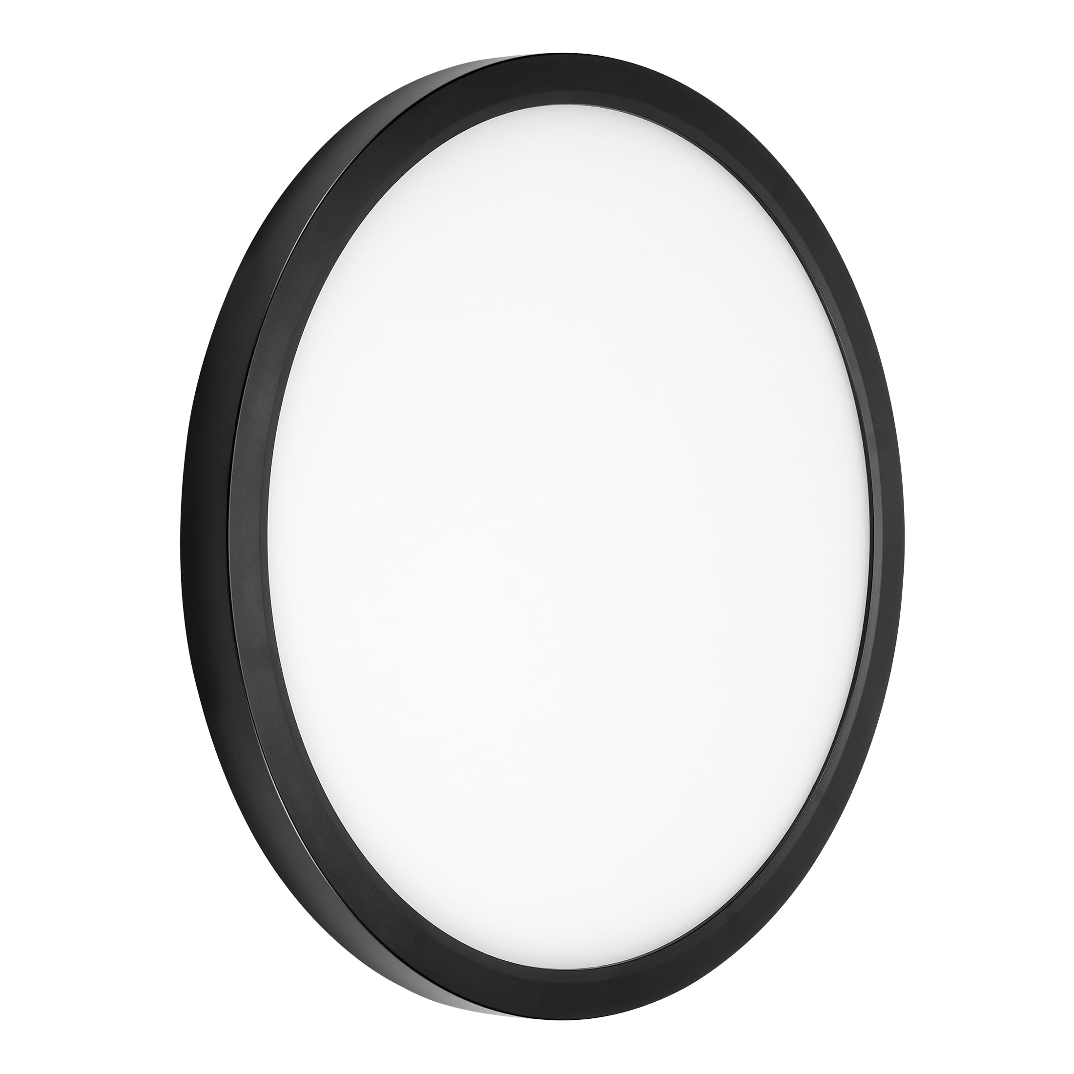 Maxxima 14 In. Led Flush Mount Ceiling Light, 2400 Lumens, 5 Cct 2700K/3000K/3500K/4000K/5000K Panel Light, Black Trim Round Fix