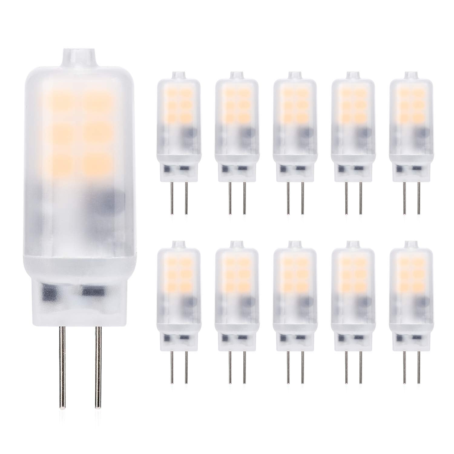 Yuiip G4 Led Bulb 2W Warm White 2700K Bi-Pin Base, 10 Pack, Non-D