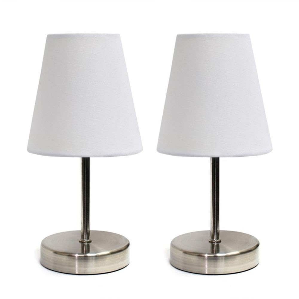 All The Rages Metal Table Lamp 2 Pack, Sand Nickel with White Shade, Model LT2013-WHT-2PK