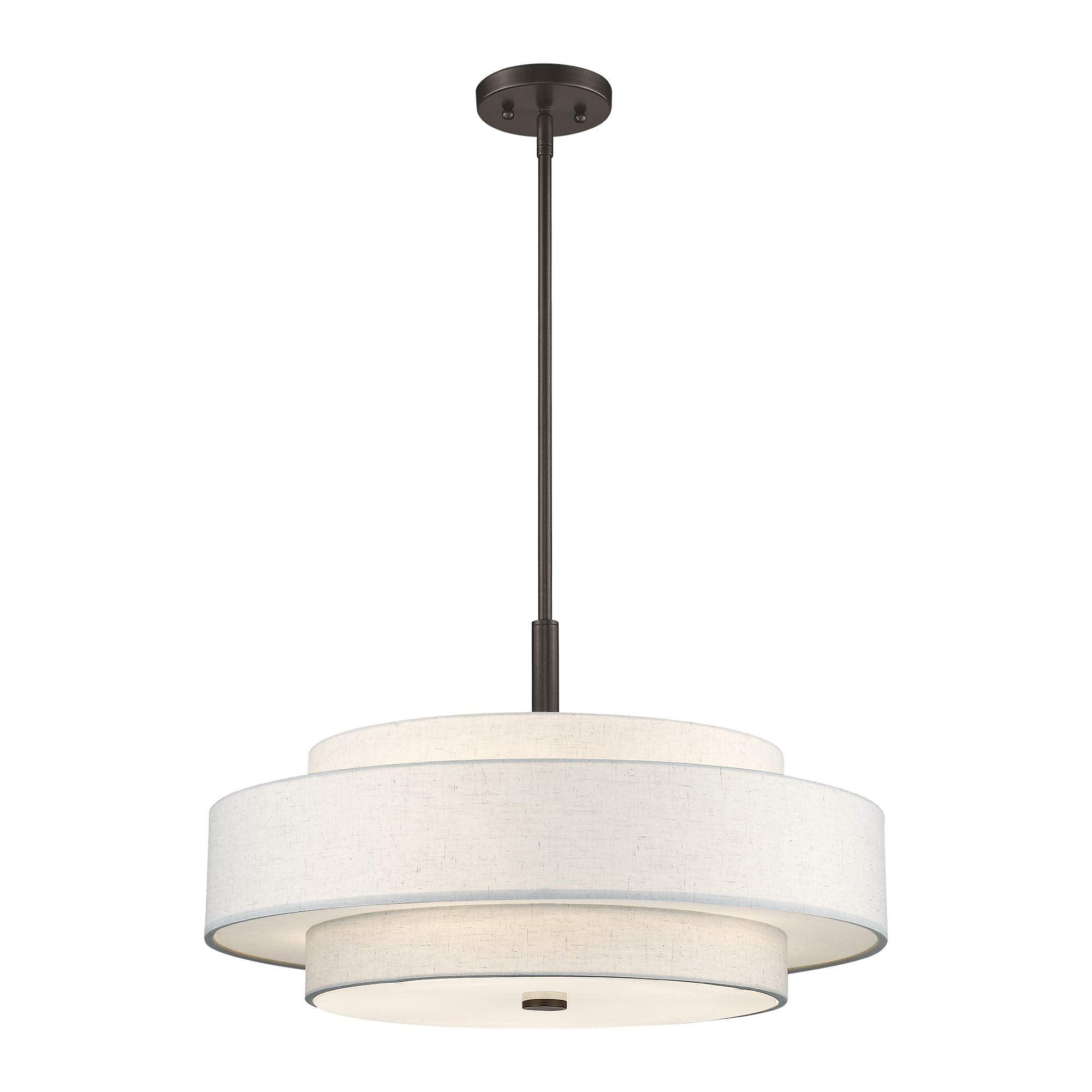 Livex Lighting Fabric Shade 52138-91 Meridian 5 Light Brushed Nickel Pendant