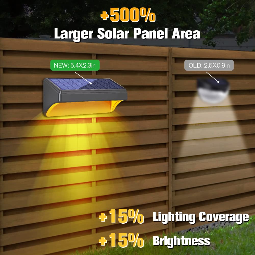 Bridika Solar Fence Lights - 8 Pack Plus Size, Waterproof Warm & Cool White LED for Outdoor Use, Model WL07 Plus