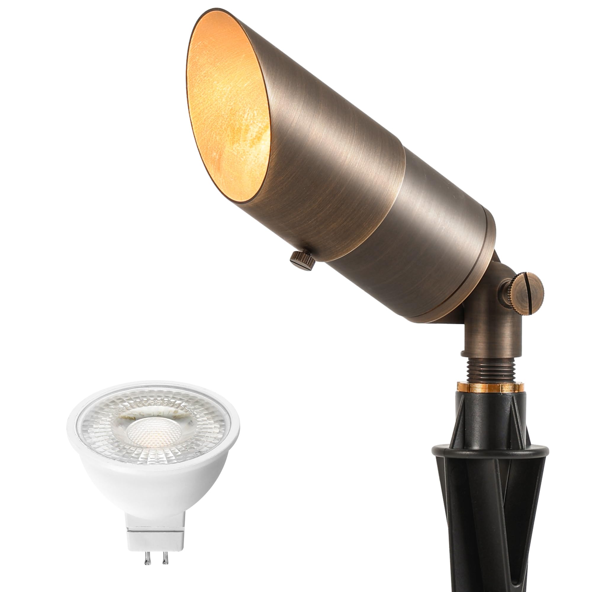 LUTEC Solid Brass Low Voltage Landscape Lighting, 12V Heavy Duty Waterproof Landscape Spotlights, Adjustable Bronze Uplights Out