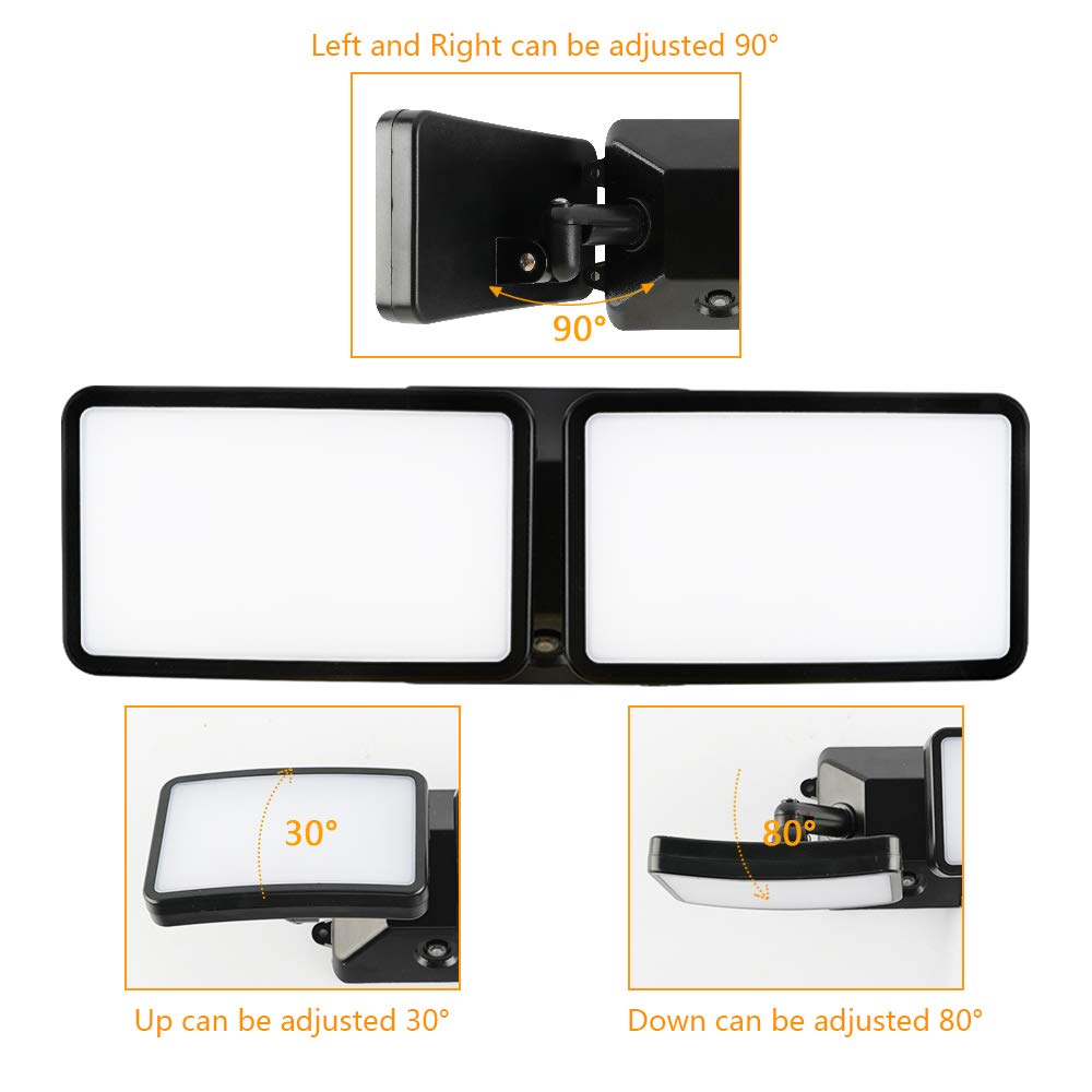 FAGUANGAO Dusk to Dawn LED Security Light, 18W Outdoor Flood Light, 5000K Daylight, IP55 Waterproof, 2 Pack, Black