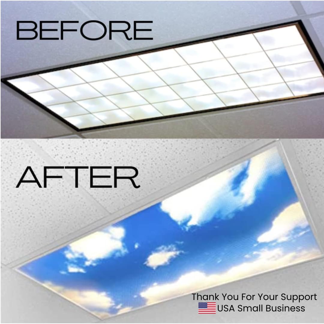 Shademagic Fluorescent Light Covers For Classroom Office - Light Filter Pack Of (4); Eliminate Harsh Glare That Causing Eyestrain And Head Strain. Office & Classroom Decorations. Light Diffusers (4)