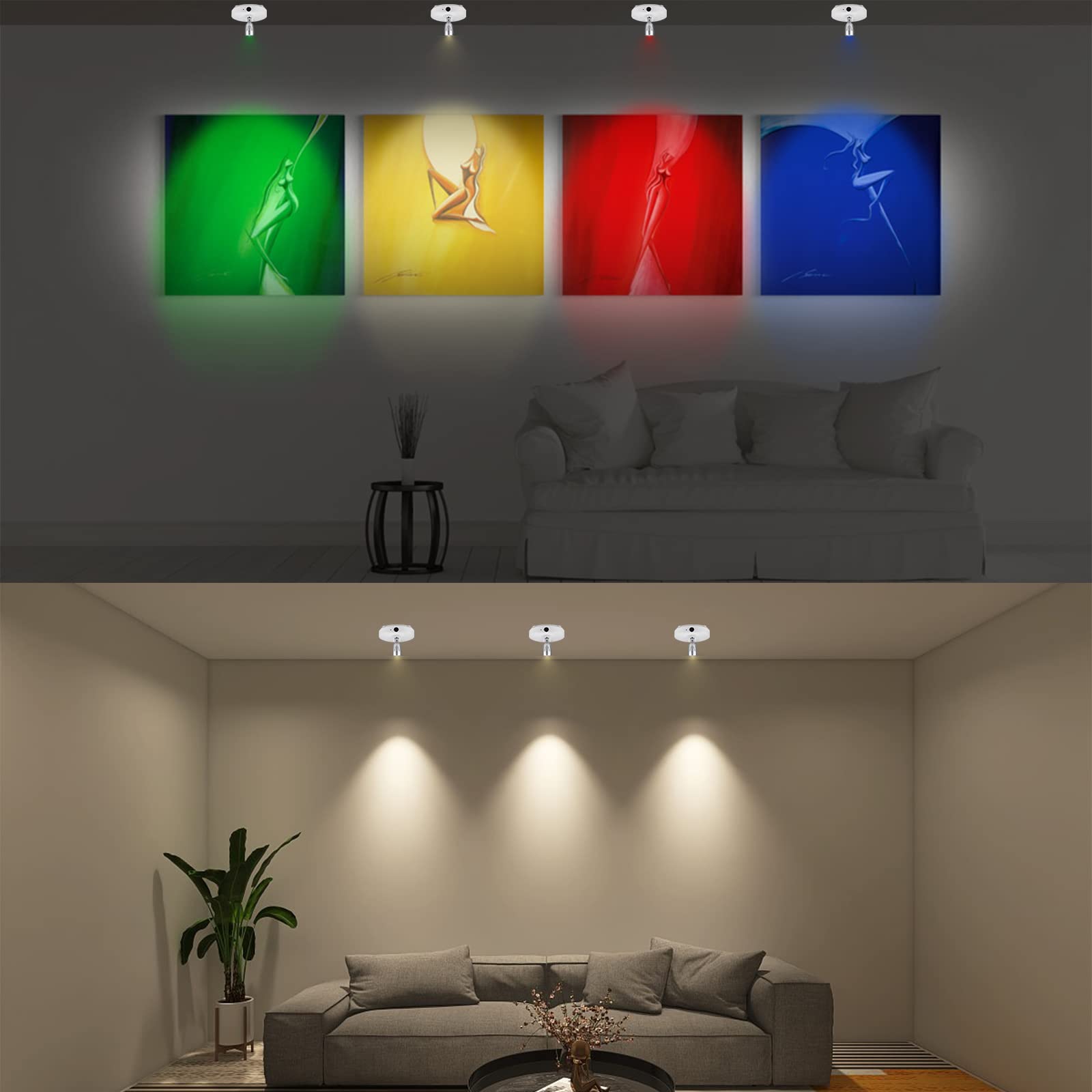 LUXSWAY LED Spot Lights Indoor,Battery Operated Accent Picture Light,12 Colors Changing Spotlight, Dimmable Uplight,Stick on Lig
