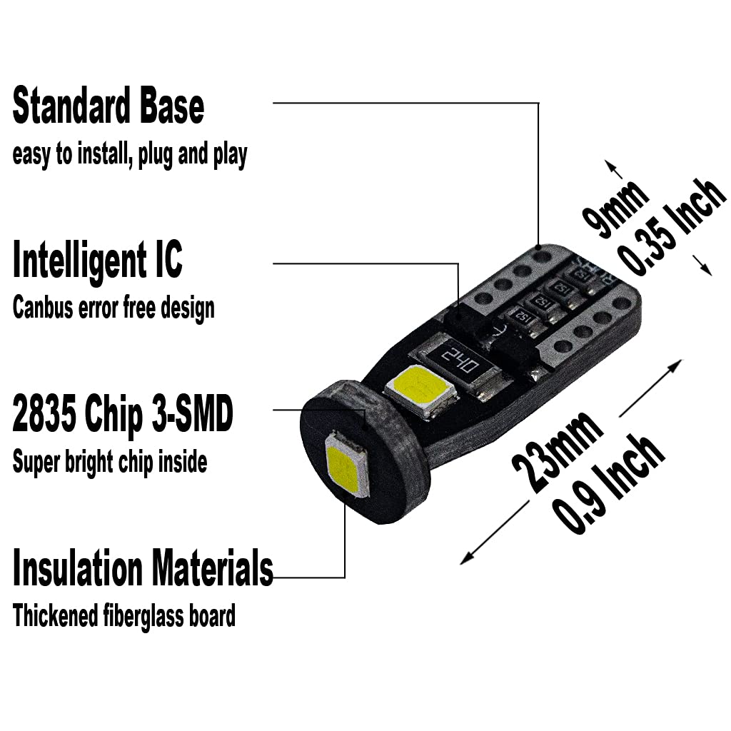 Yoper Interior Dome Map Light Led Kit Package Compatible With 2009-2015 Honda Pilot Vanity Mirror License Plate Bright White 6000K