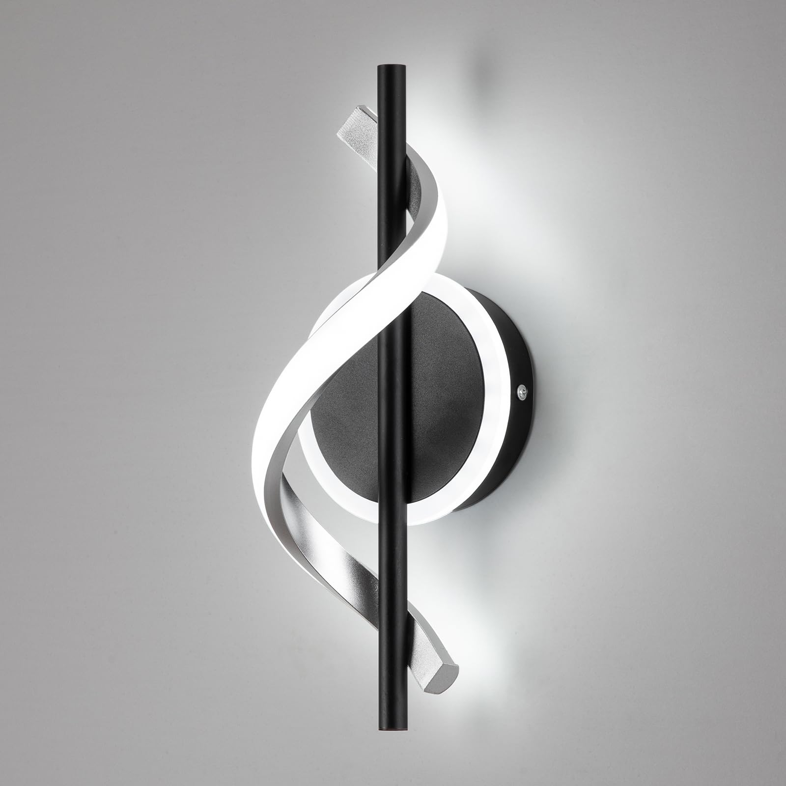 EIDISUNY LED Wall Sconces Indoor, 12W LED Wall Mount Lights, Modern Spiral Wall Lamp, 6000K Cold Light Fixture for Stairs, Livin