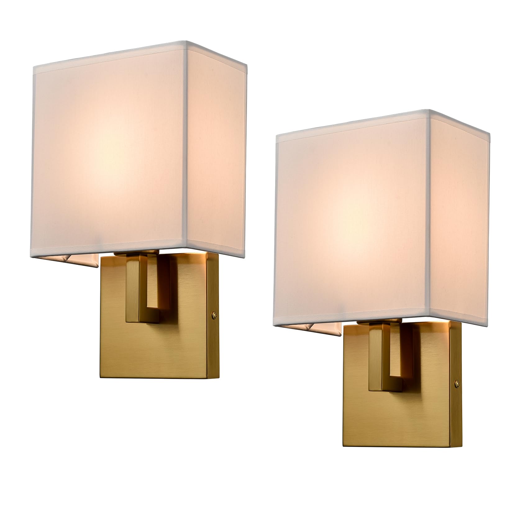YUBOLE Gold Wall Sconces Mid Century Wall Light with Linen Shade Set of 2 Lamps Wall Mounted for Bedroom Stairway Indoor or Hote