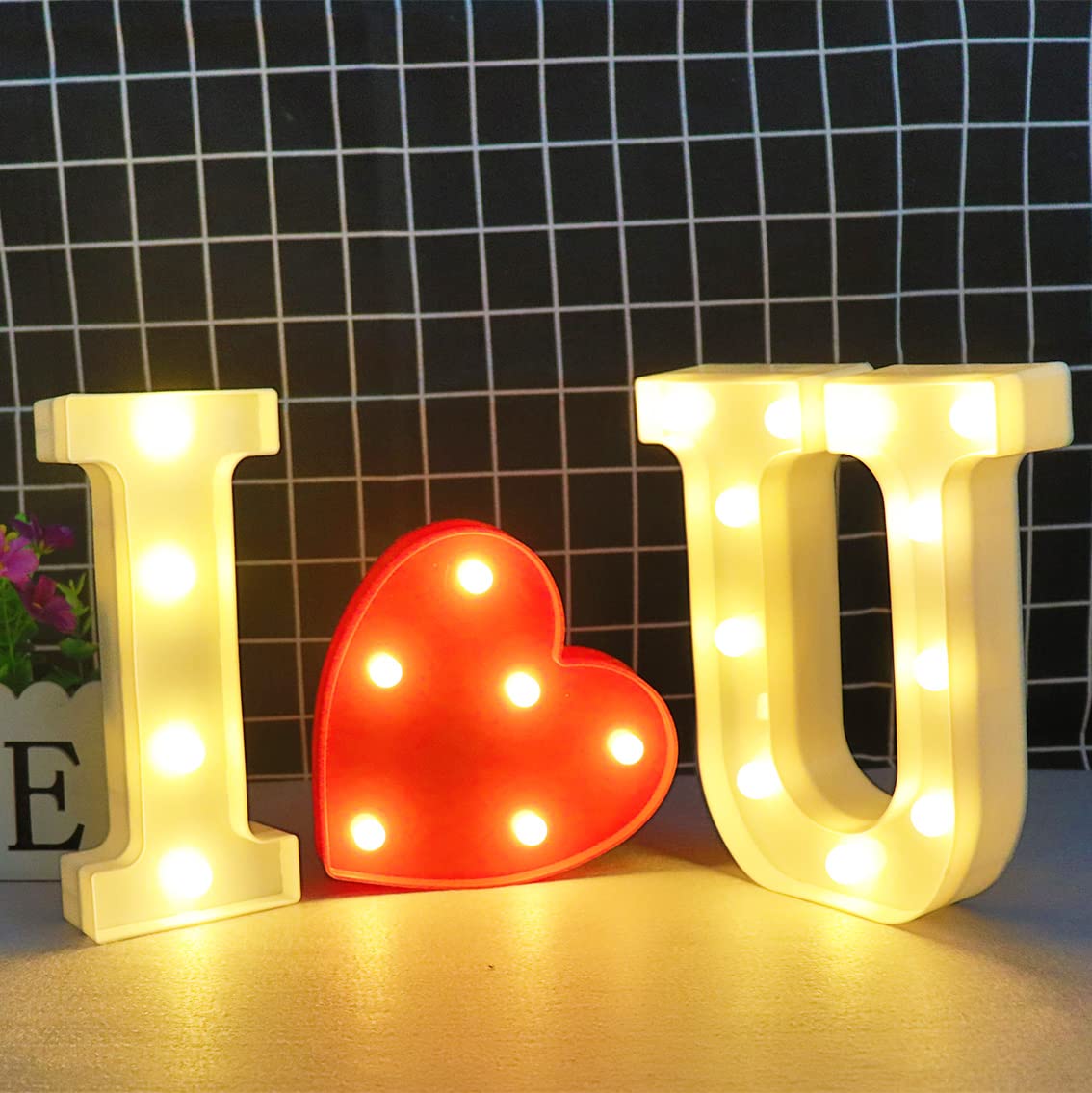 Ausaye Led Letter Lights Alphabet Light Up Sign Night Light For Home Party Wedding Decoration (L)