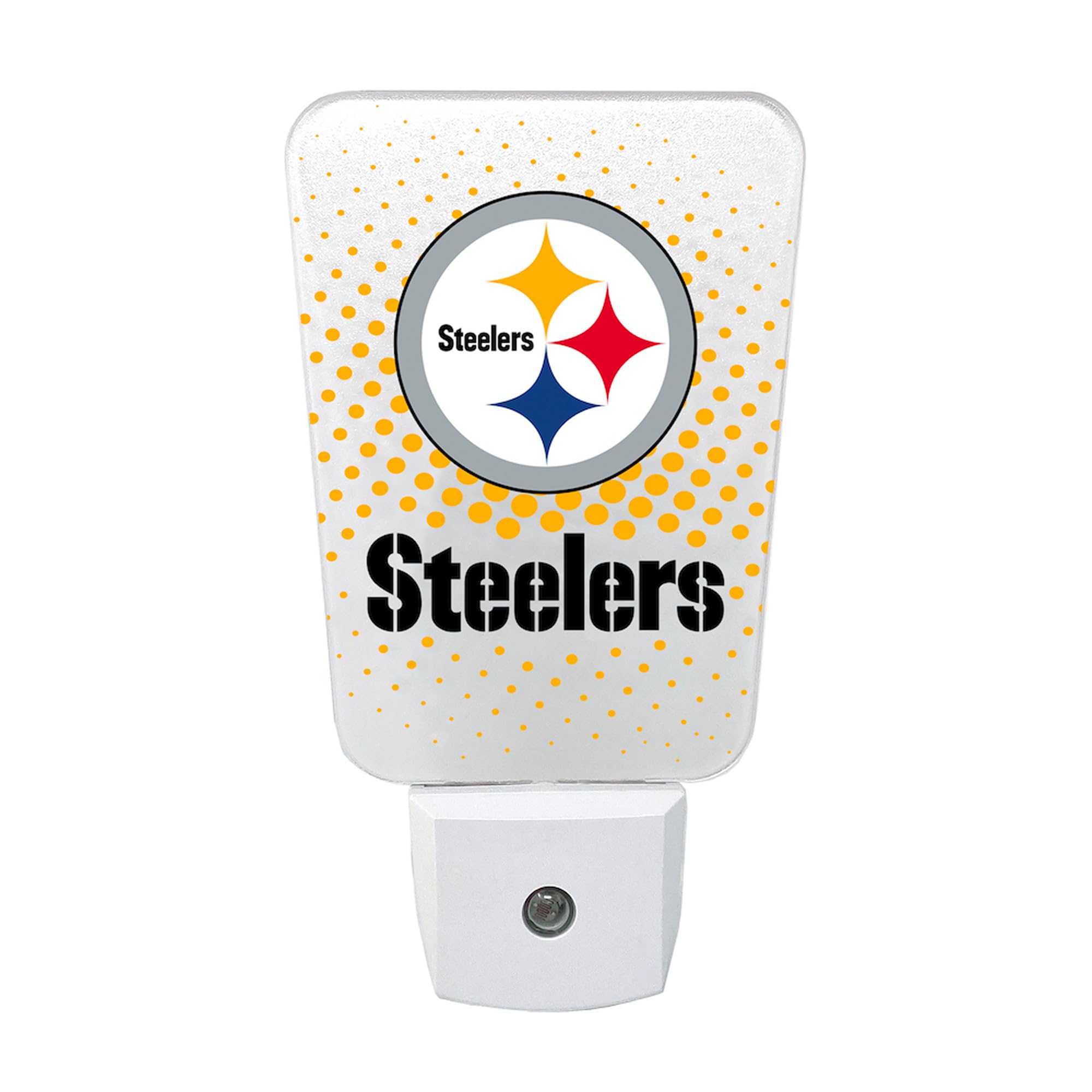 Party Animal NFL Team LED Night Light, with Auto Sensor and 3 Light Settings, Slim 5-Inch Design fits Standard Outlets, Pittsbur