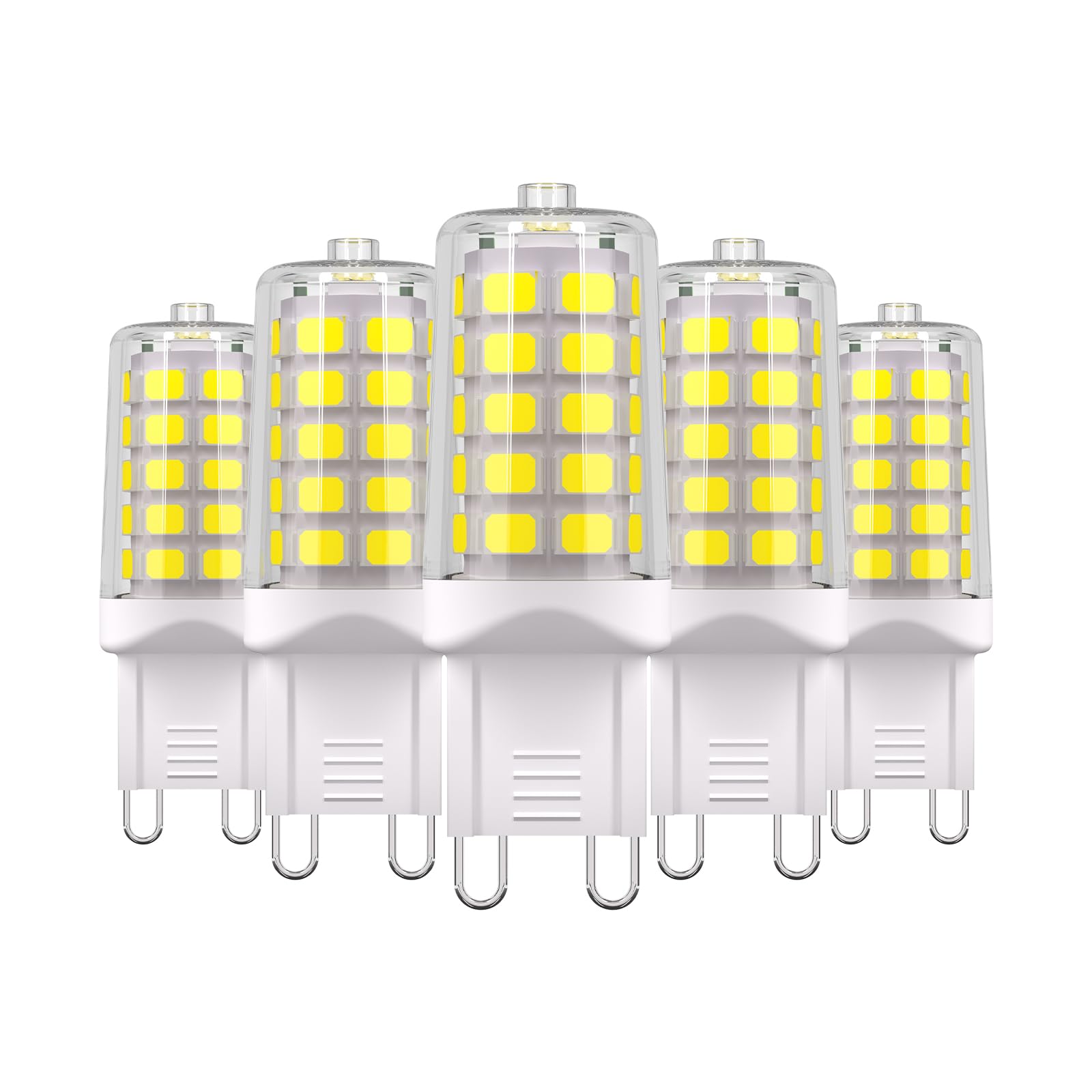 Baoming G9 Led Bulb 6000K Daylight White, 4W Bi-Pin Base, 5-Pack, 450Lm, No-Flicker, 360° Beam