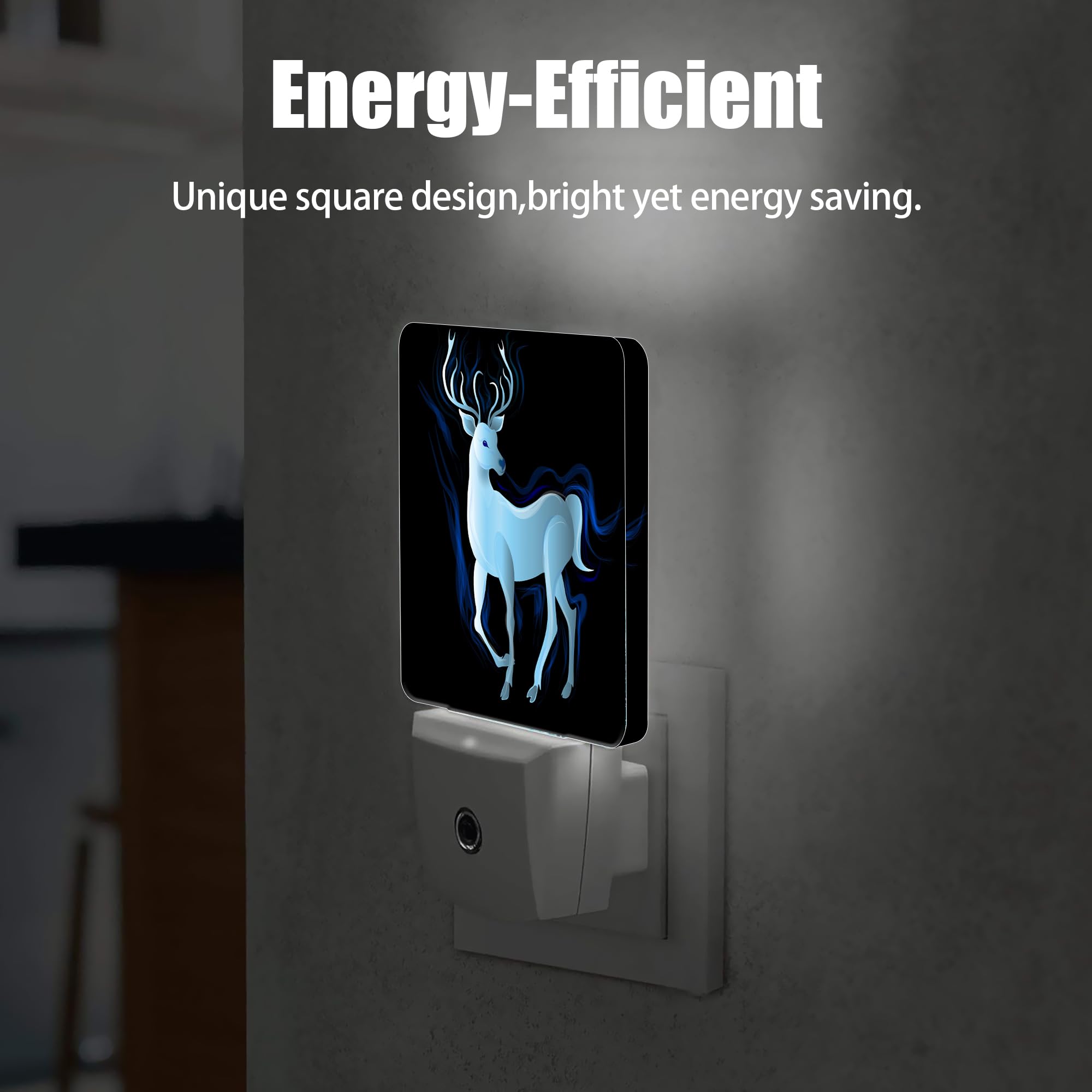 Jopowide Blue Deer Night Light, Northern Lights Night Lights Plug Into Wall Decor For Bedroom, Bathroom, Hallway, Kitchen, Dusk