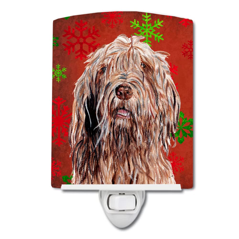 Carolines Treasures Ceramic Night Light, Otterhound Red Snowflakes, UL-Certified, 6x4x3in, Multicolor, Model SC9757CNL