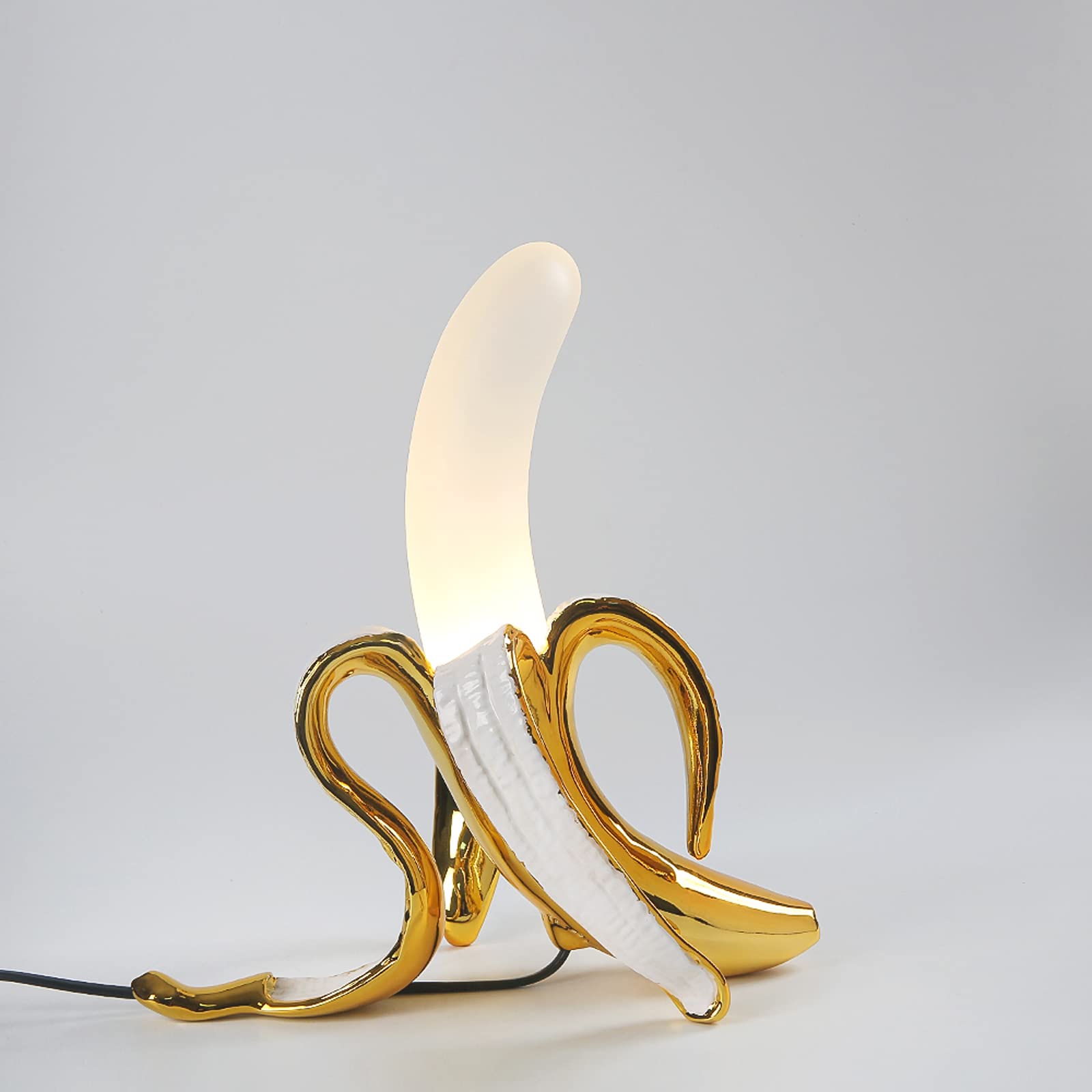 LAZHUG Modern Table Lamp Plating Resin Banana Desk Lamp Light Banana Lighting Fixture for Office Living Bedroom Atmosphere Lamp