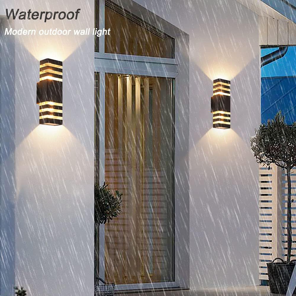 MUCLUD Outdoor LED Wall Light - 15" Waterproof Square Up & Down Fixtures, 14W, 4000K Day White, 4Pack for House, Patio, Garage, Garden