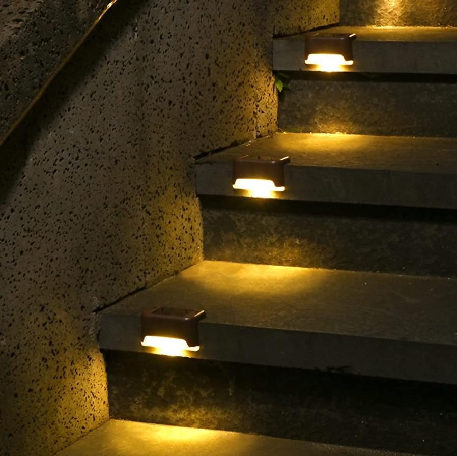 SOLPEX Solar Deck Lights 12 Pack, Waterproof LED Lights for Outdoor Steps, Warm White, Brown, Model 8614