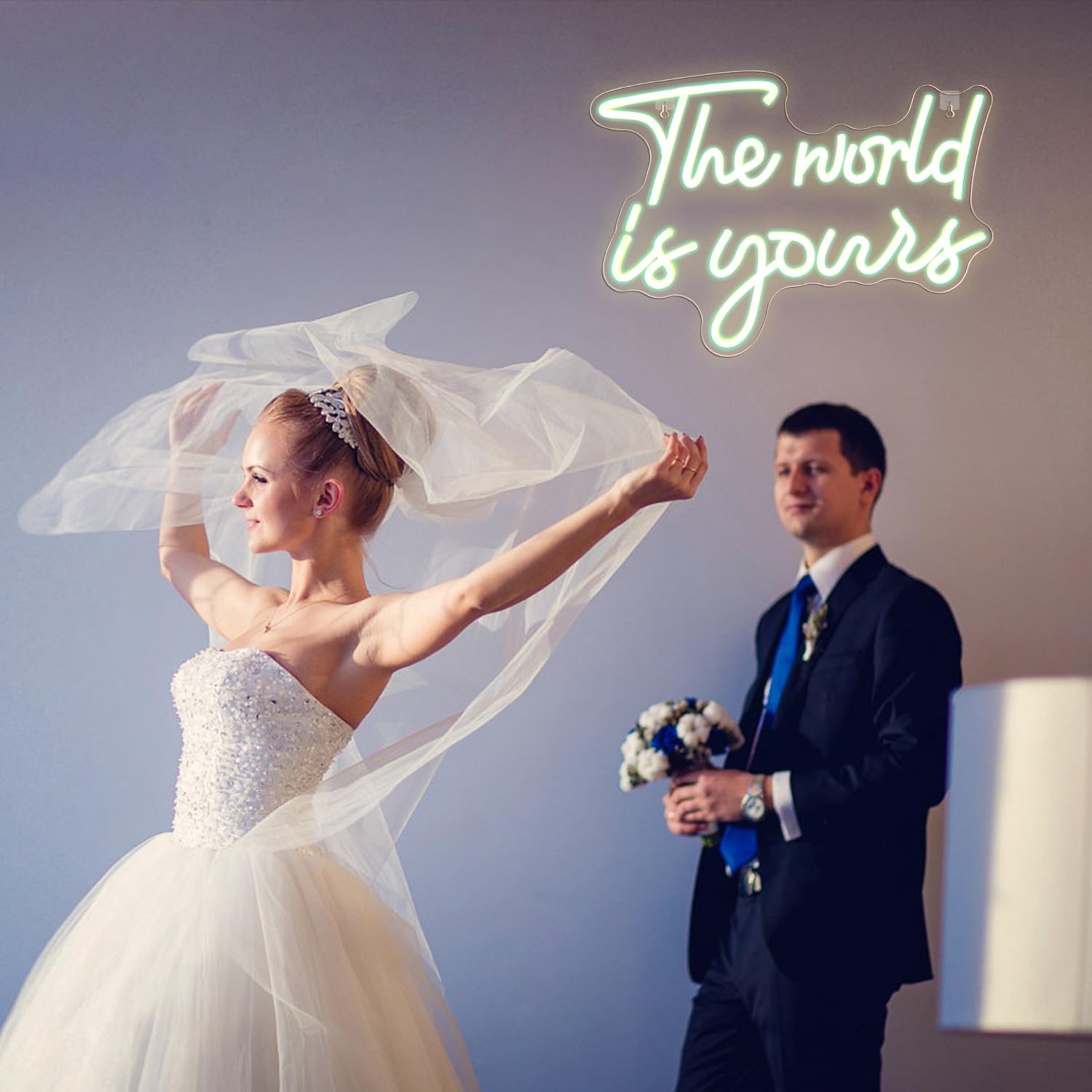 LUCUNSTAR Neon Sign - Warm White LED Wall Light for Bedroom Decor, Wedding, Engagement, USB Powered, Acrylic